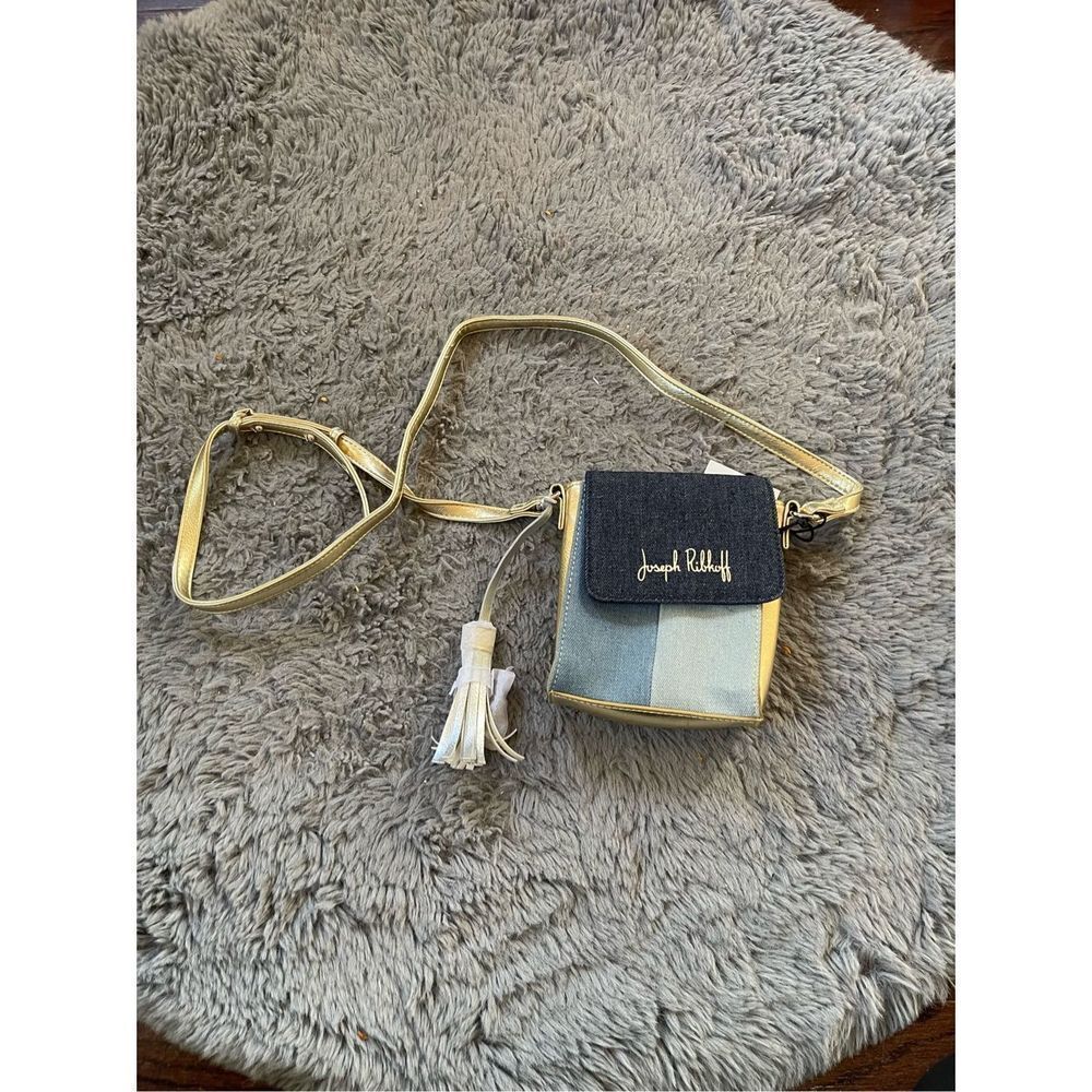 NWT Joseph ribkoff metallic gold and denim small crossbody‎ purse